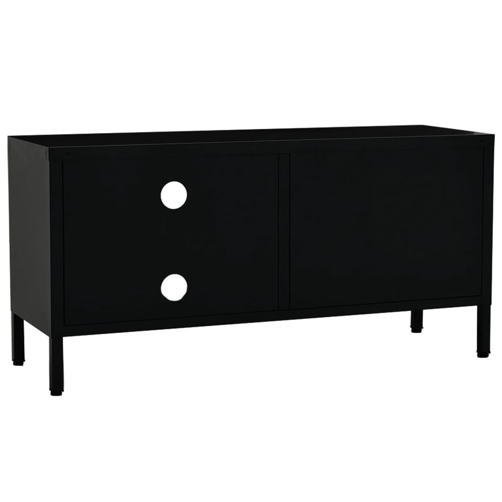 tv-skab 90x30x44 cm stål og glas sort