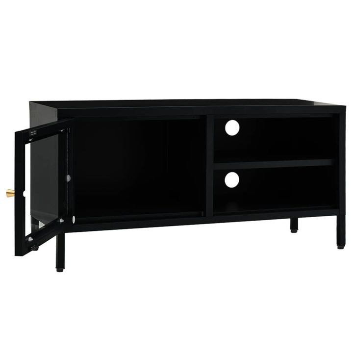 tv-skab 90x30x44 cm stål og glas sort