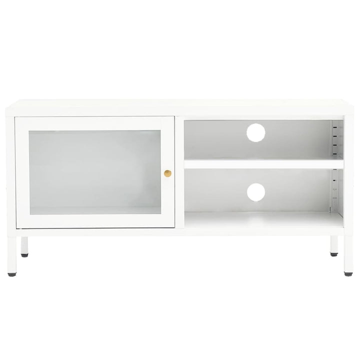 tv-skab 90x30x44 cm stål og glas hvid