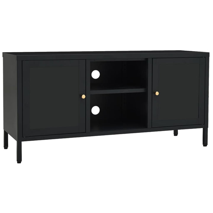 tv-skab 105x35x52 cm stål og glas sort