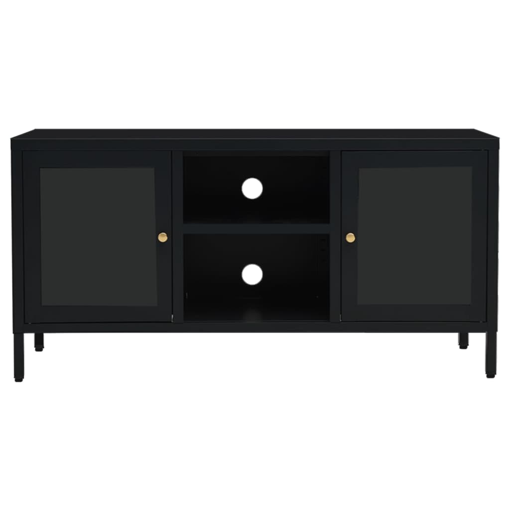tv-skab 105x35x52 cm stål og glas sort
