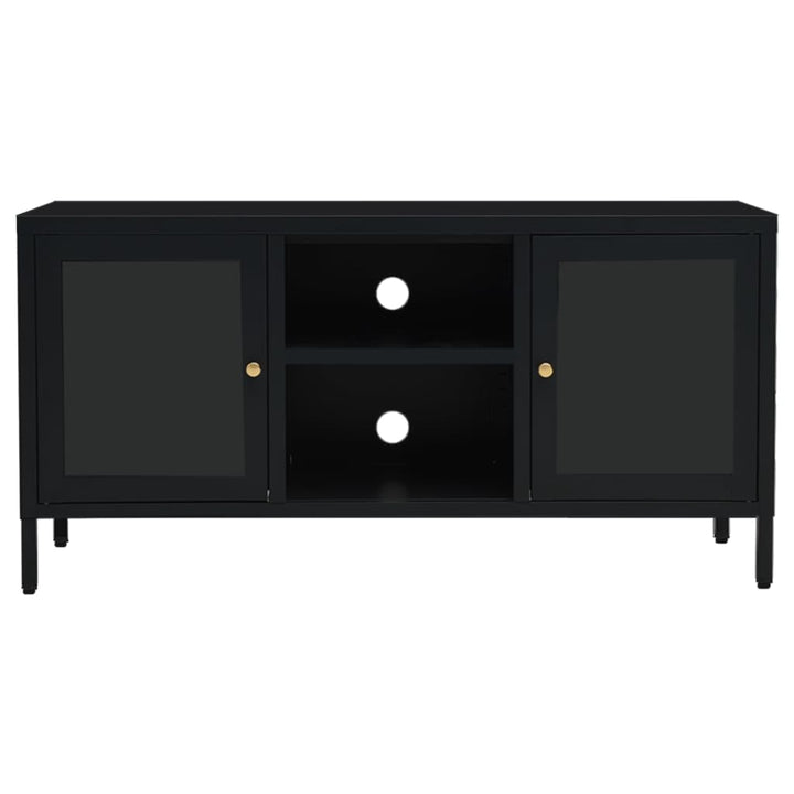 tv-skab 105x35x52 cm stål og glas sort