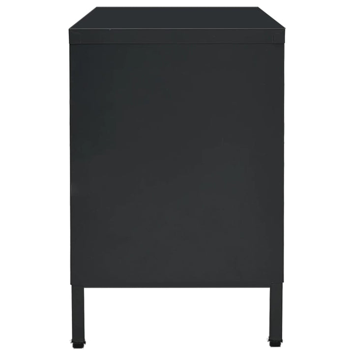 tv-skab 105x35x52 cm stål og glas sort