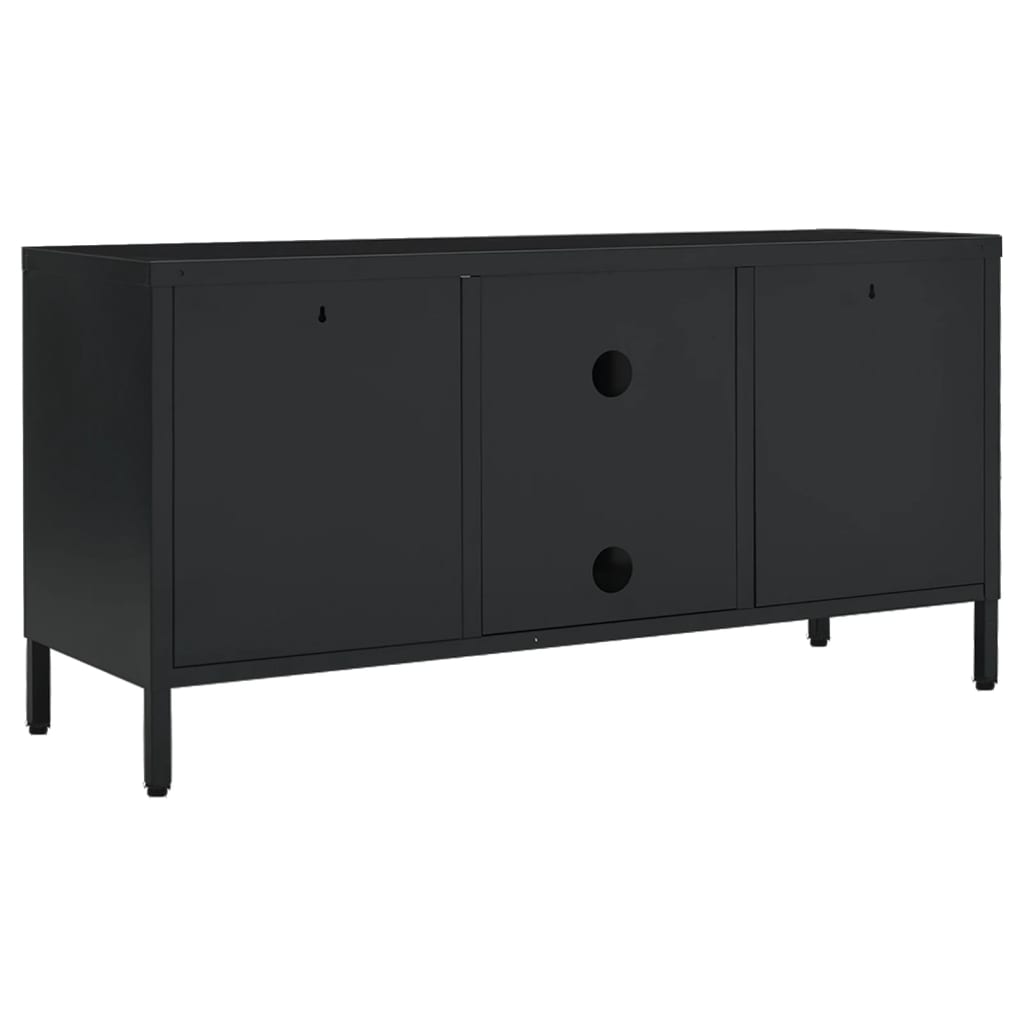 tv-skab 105x35x52 cm stål og glas sort