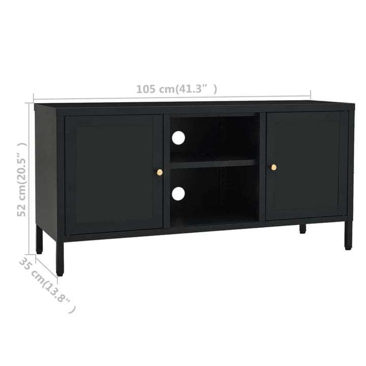tv-skab 105x35x52 cm stål og glas sort