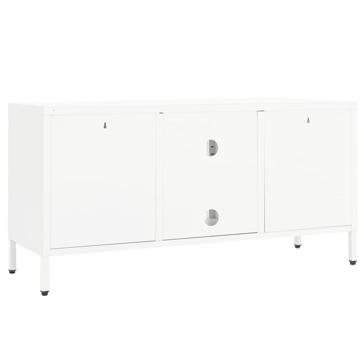 tv-skab 105x35x52 cm stål og glas hvid