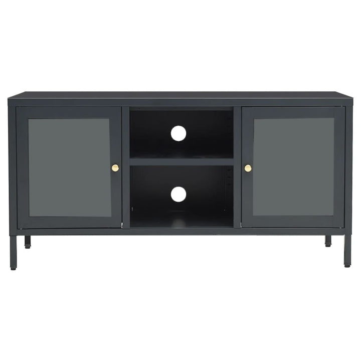 tv-skab 105x35x52 cm stål og glas antracitgrå