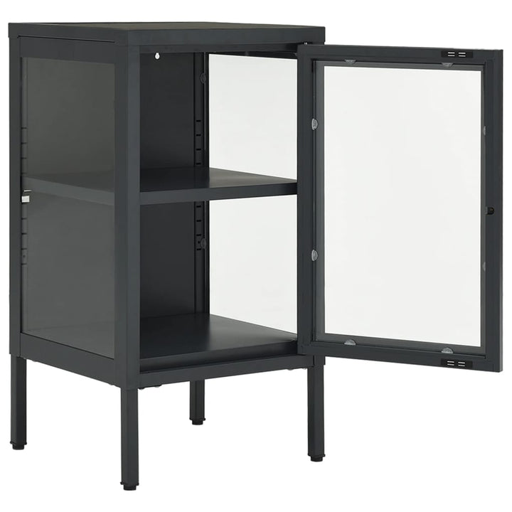 skænk 38x35x70 cm stål og glas antracitgrå
