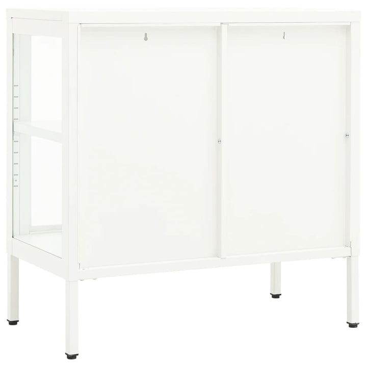 skænk 70x35x70 cm stål og glas hvid