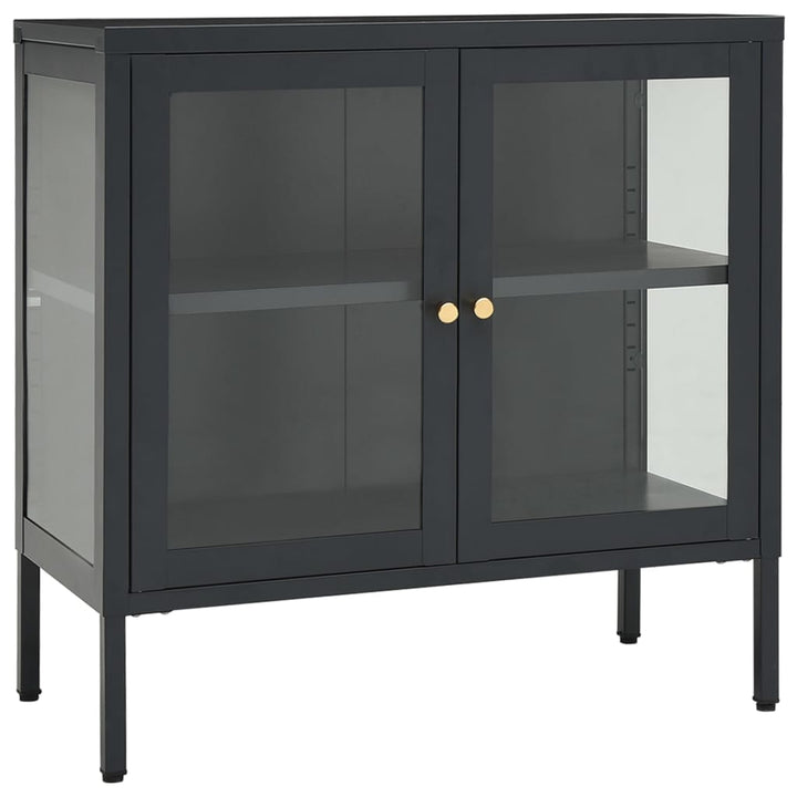 skænk 70x35x70 cm stål og glas antracitgrå