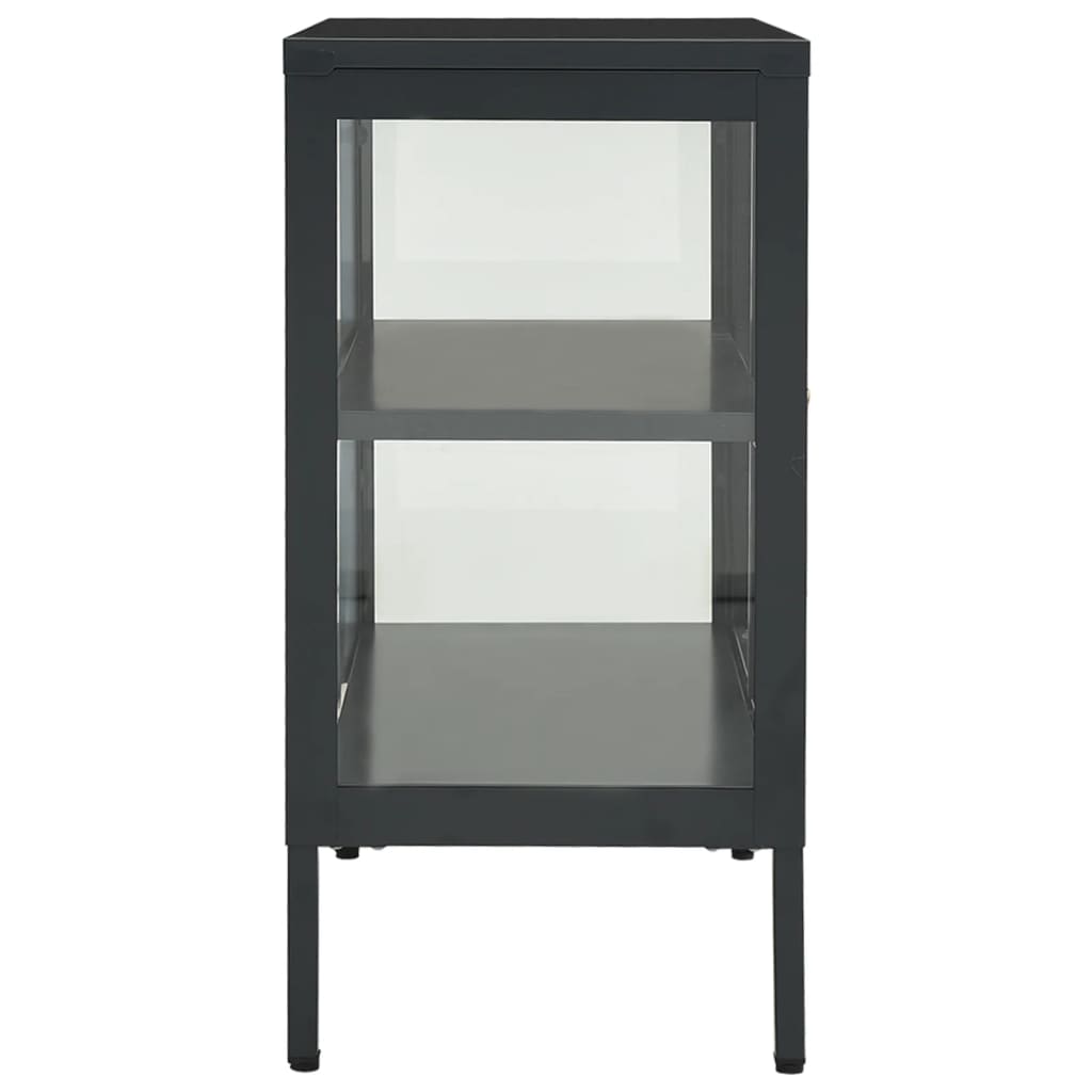 skænk 70x35x70 cm stål og glas antracitgrå