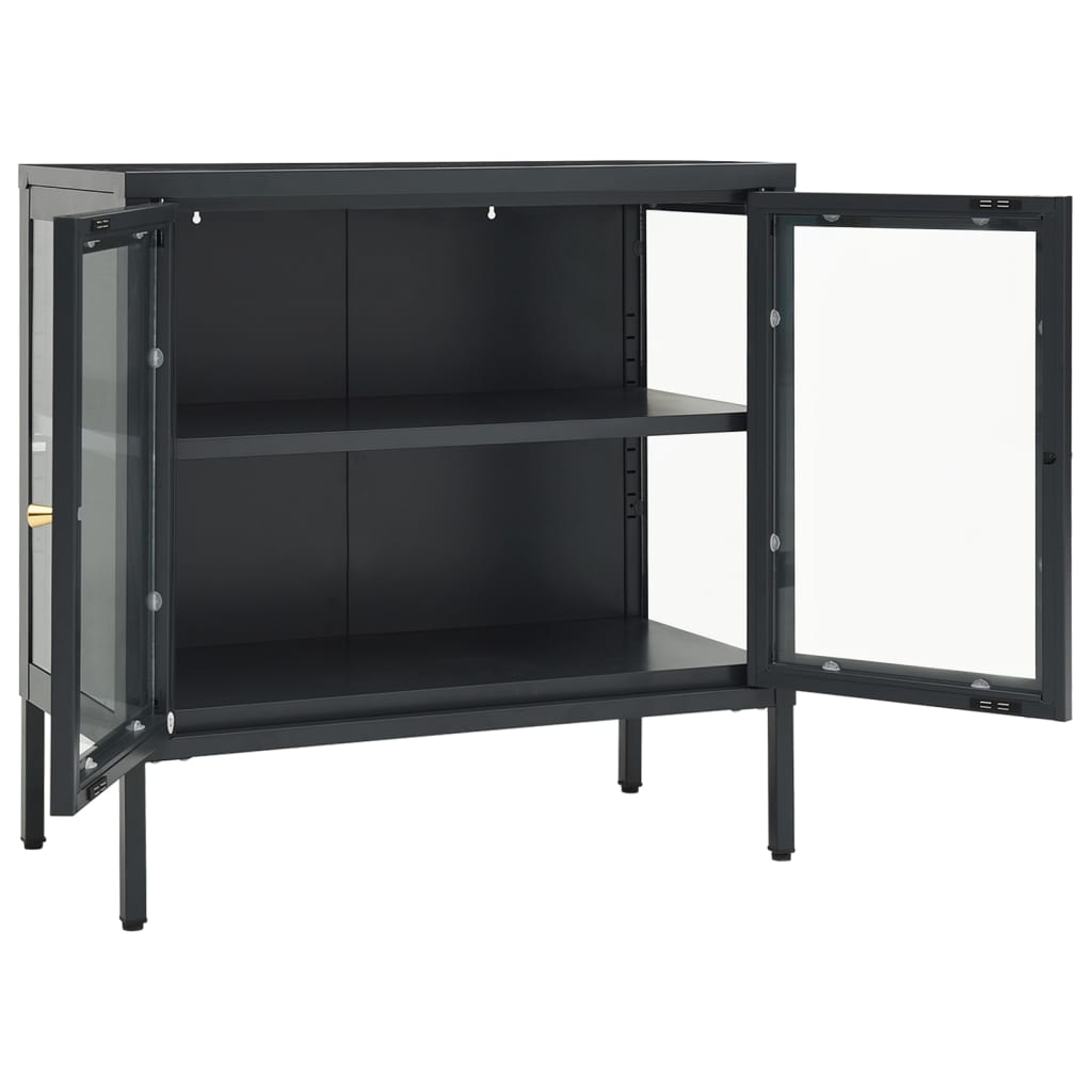 skænk 70x35x70 cm stål og glas antracitgrå