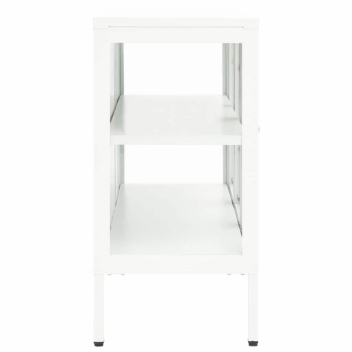 skænk 105x35x70 cm stål og glas hvid