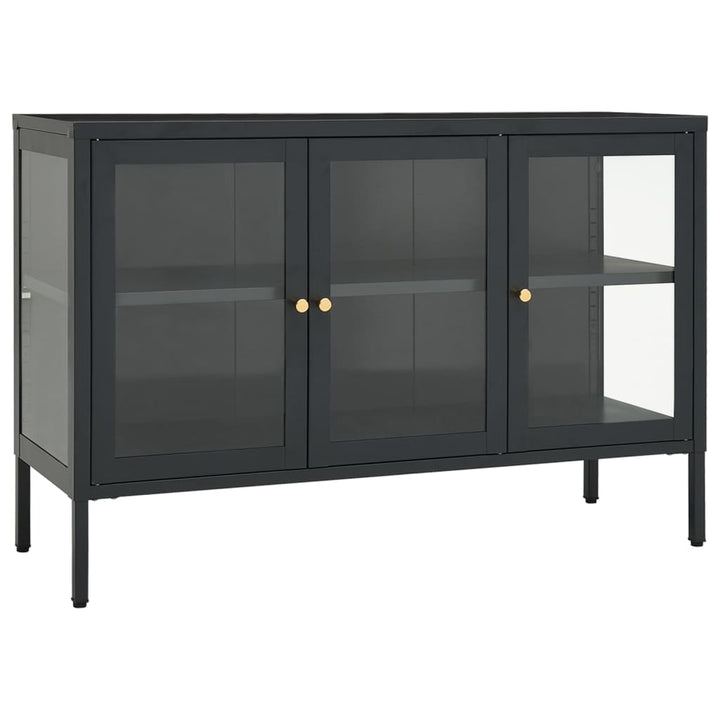 skænk 105x35x70 cm stål og glas antracitgrå