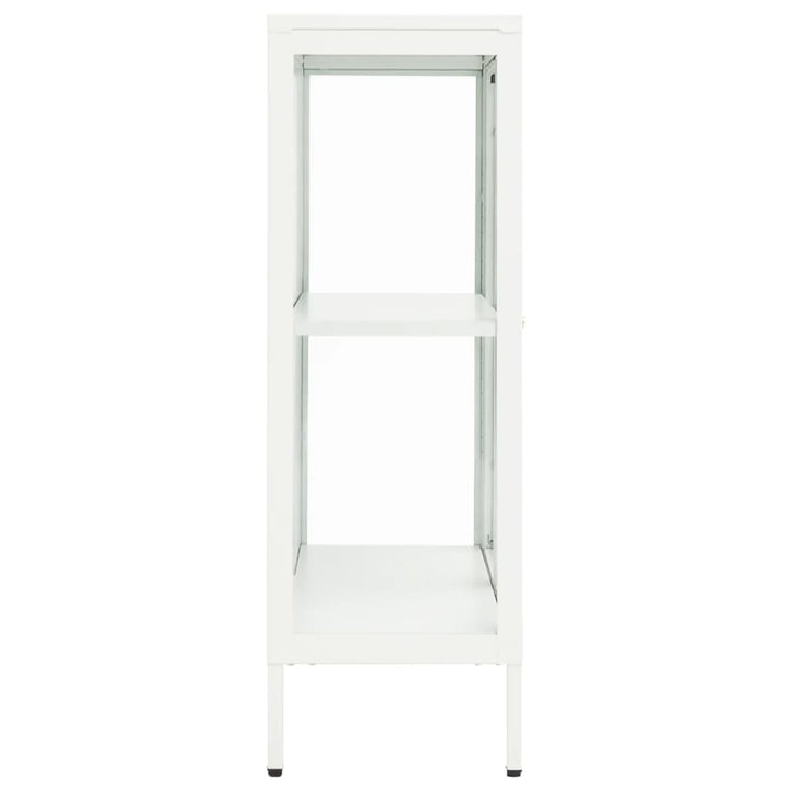 skænk 75x35x105 cm stål og glas hvid