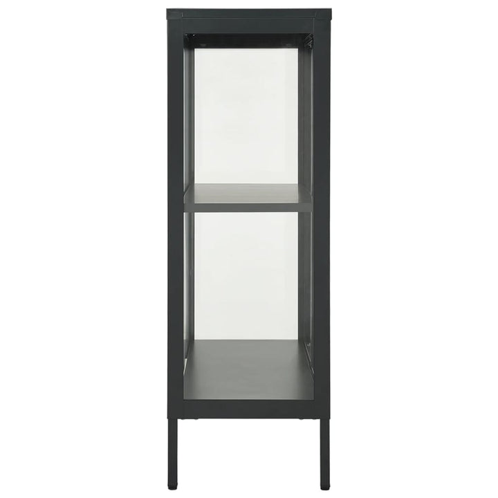 skænk 75x35x105 cm stål og glas antracitgrå