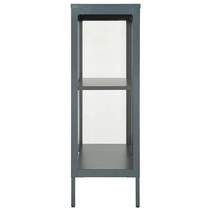 skænk 75x35x105 cm stål og glas antracitgrå