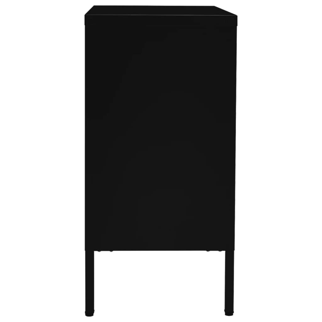 skænk 75x35x70 cm stål og hærdet glas sort
