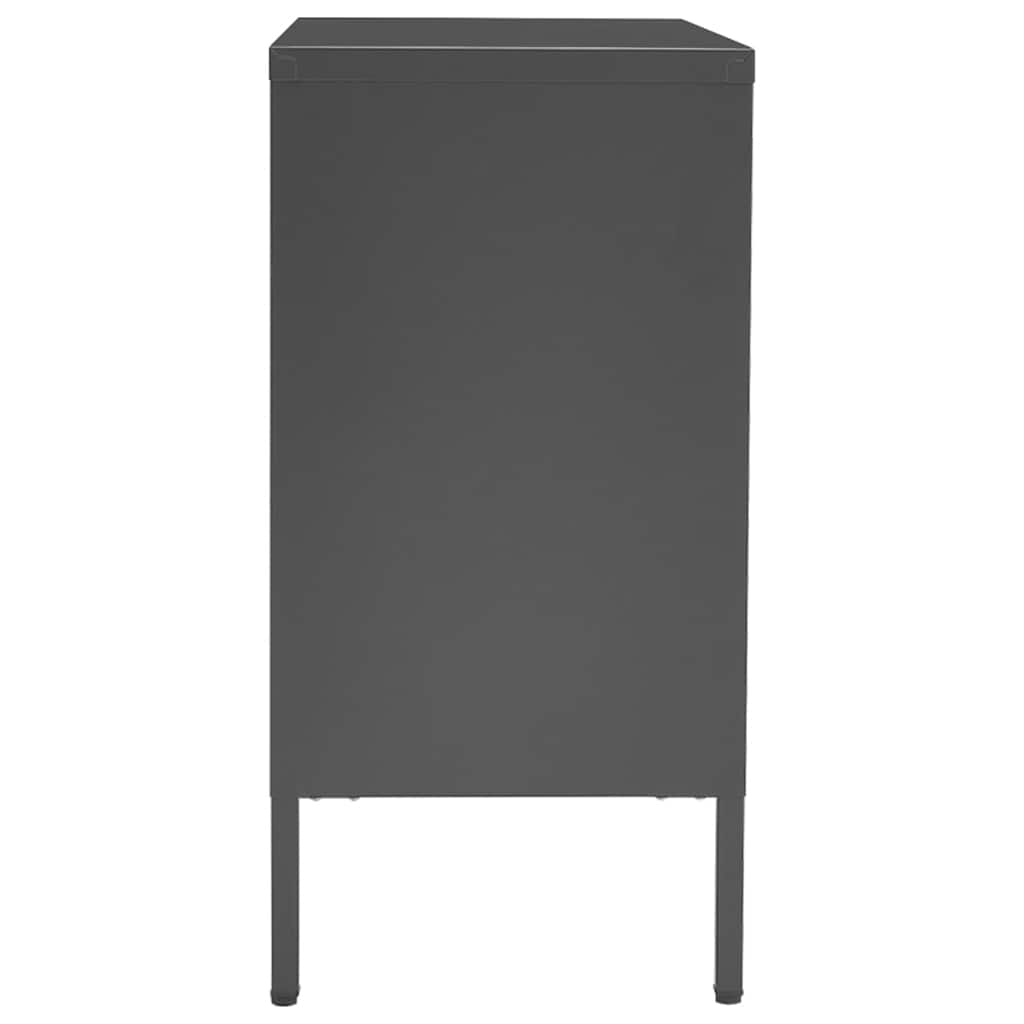 skænk 75x35x70 cm stål og hærdet glas antracitgrå