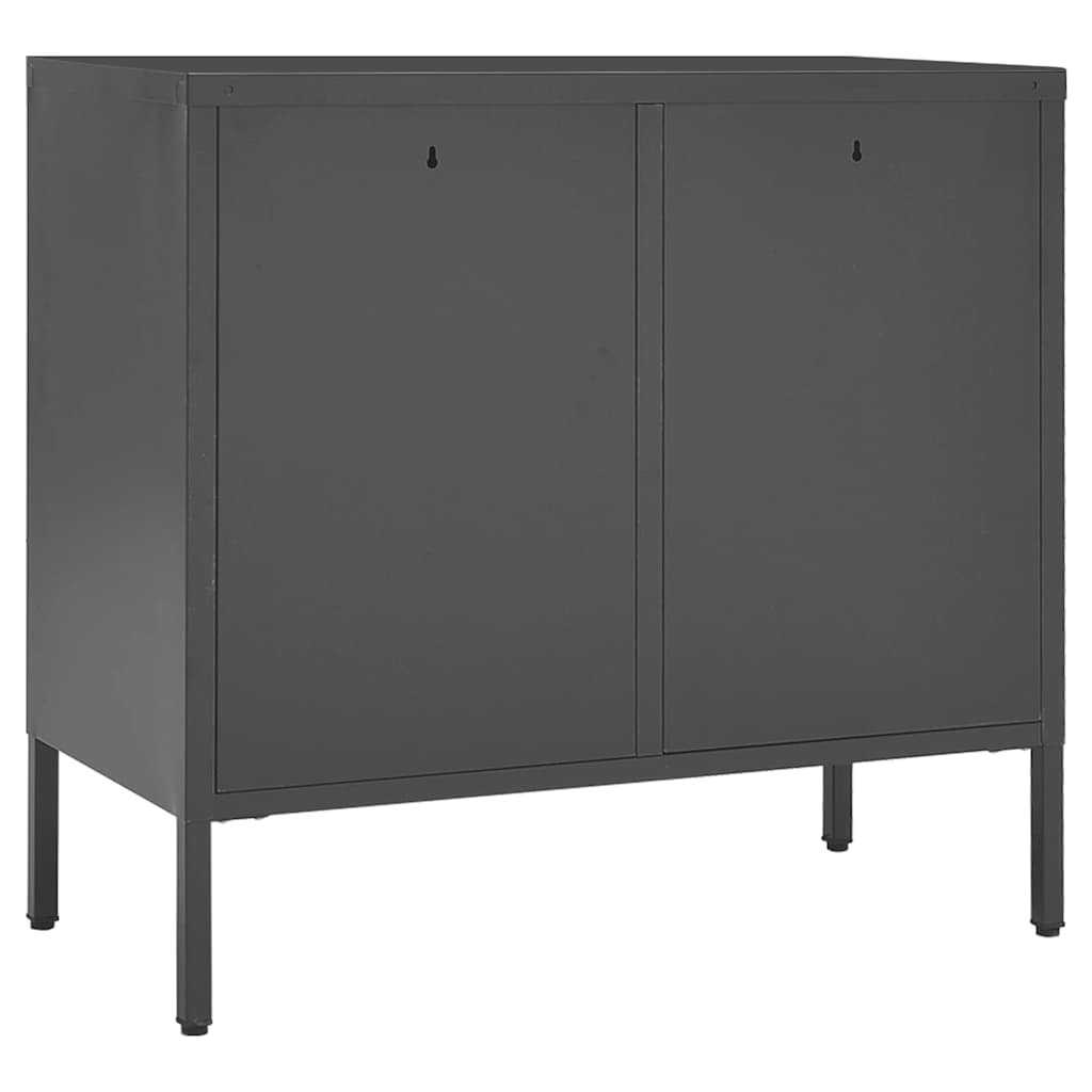 skænk 75x35x70 cm stål og hærdet glas antracitgrå