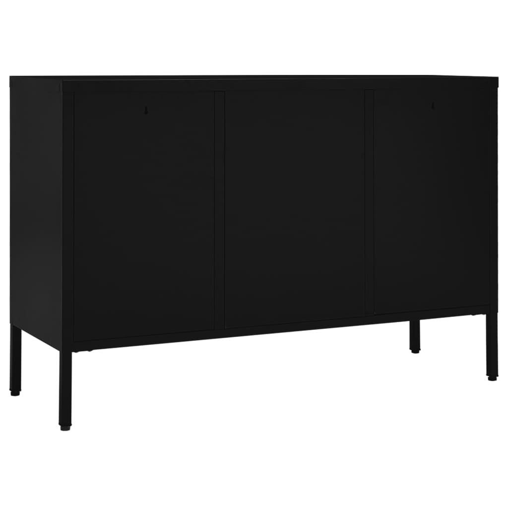skænk 105x35x70 cm stål og glas sort