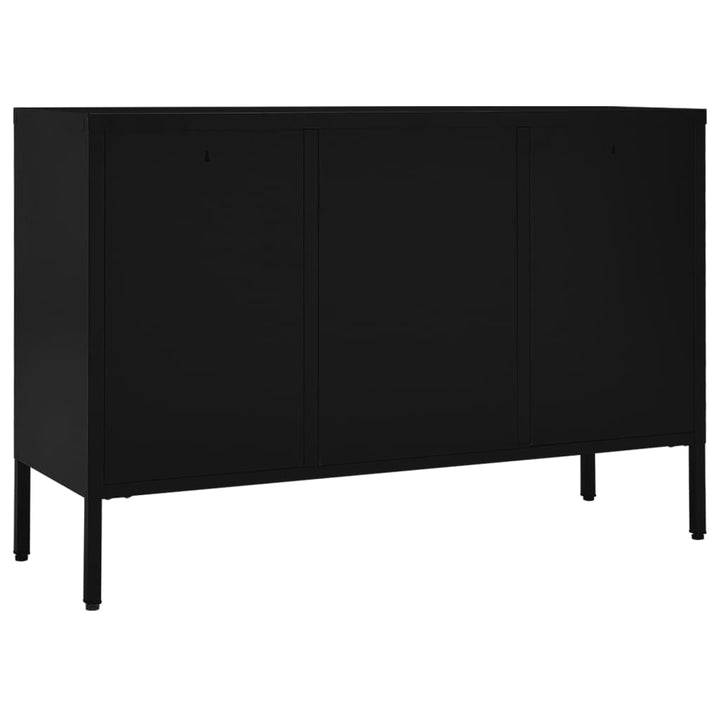 skænk 105x35x70 cm stål og glas sort