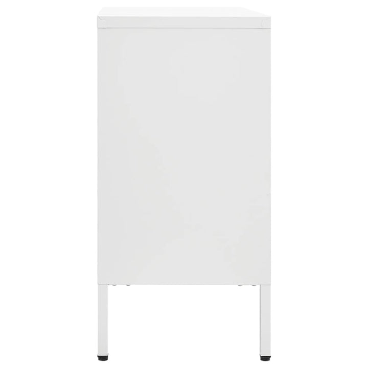 skænk 105x35x70 cm stål og glas hvid
