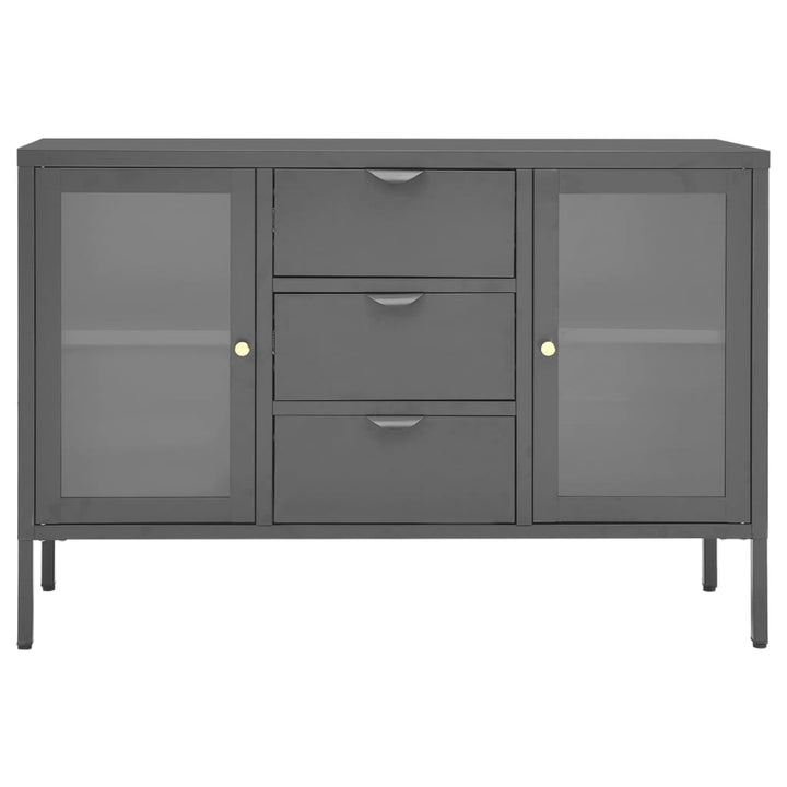 skænk 105x35x70 cm stål og glas antracitgrå