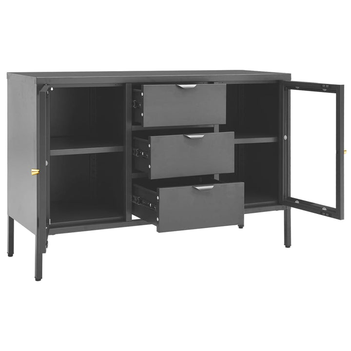 skænk 105x35x70 cm stål og glas antracitgrå