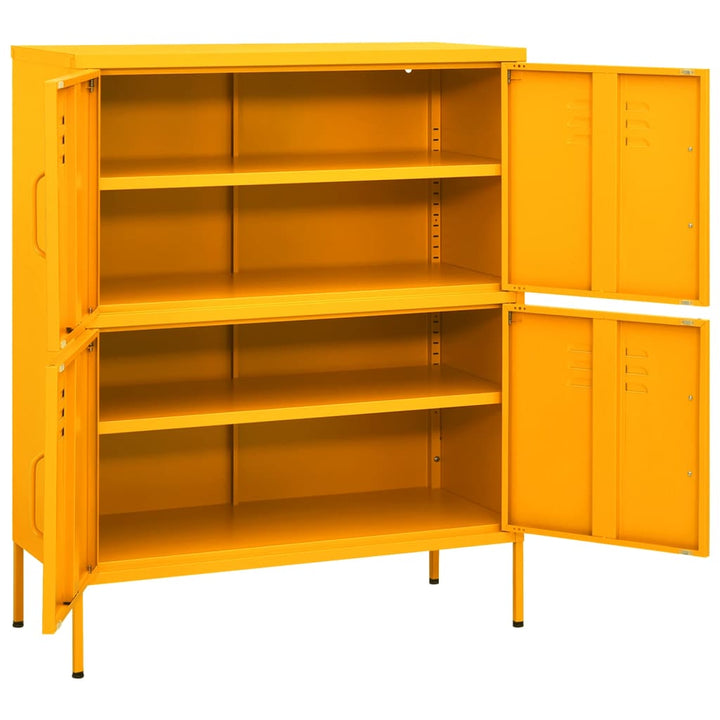 opbevaringsskab 80x35x101,5 cm stål sennepsgul