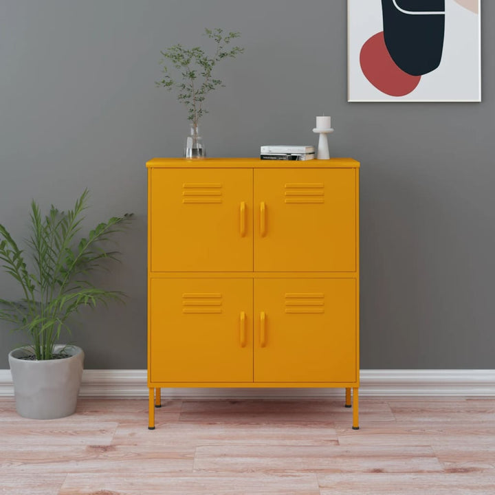 opbevaringsskab 80x35x101,5 cm stål sennepsgul