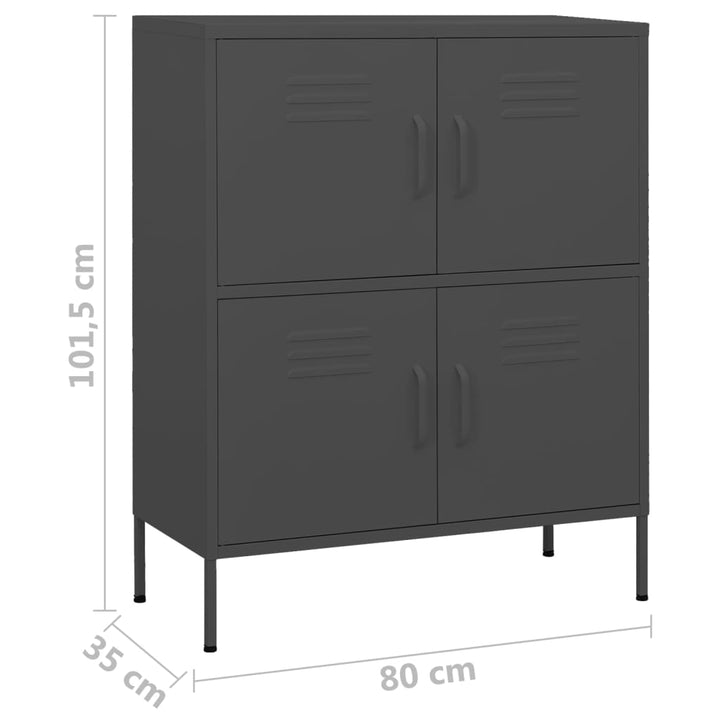 opbevaringsskab 80x35x101,5 cm stål antracitgrå