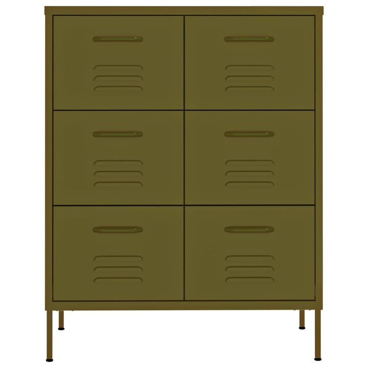 kommode 80x35x101,5 cm stål olivengrøn