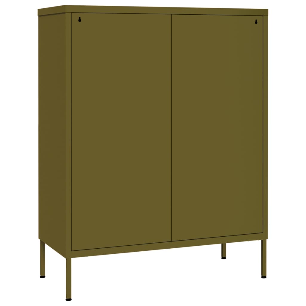 kommode 80x35x101,5 cm stål olivengrøn