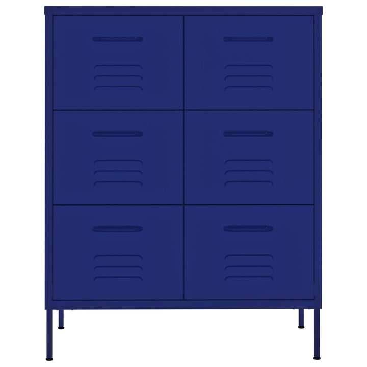 kommode 80x35x101,5 cm stål marineblå