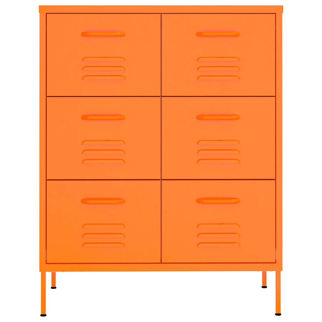 kommode 80x35x101,5 cm stål orange