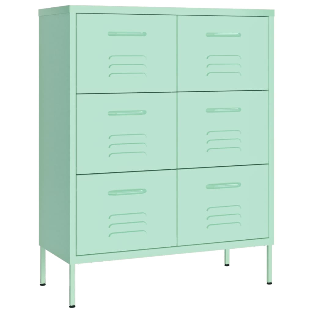 kommode 80x35x101,5 cm stål mintgrøn