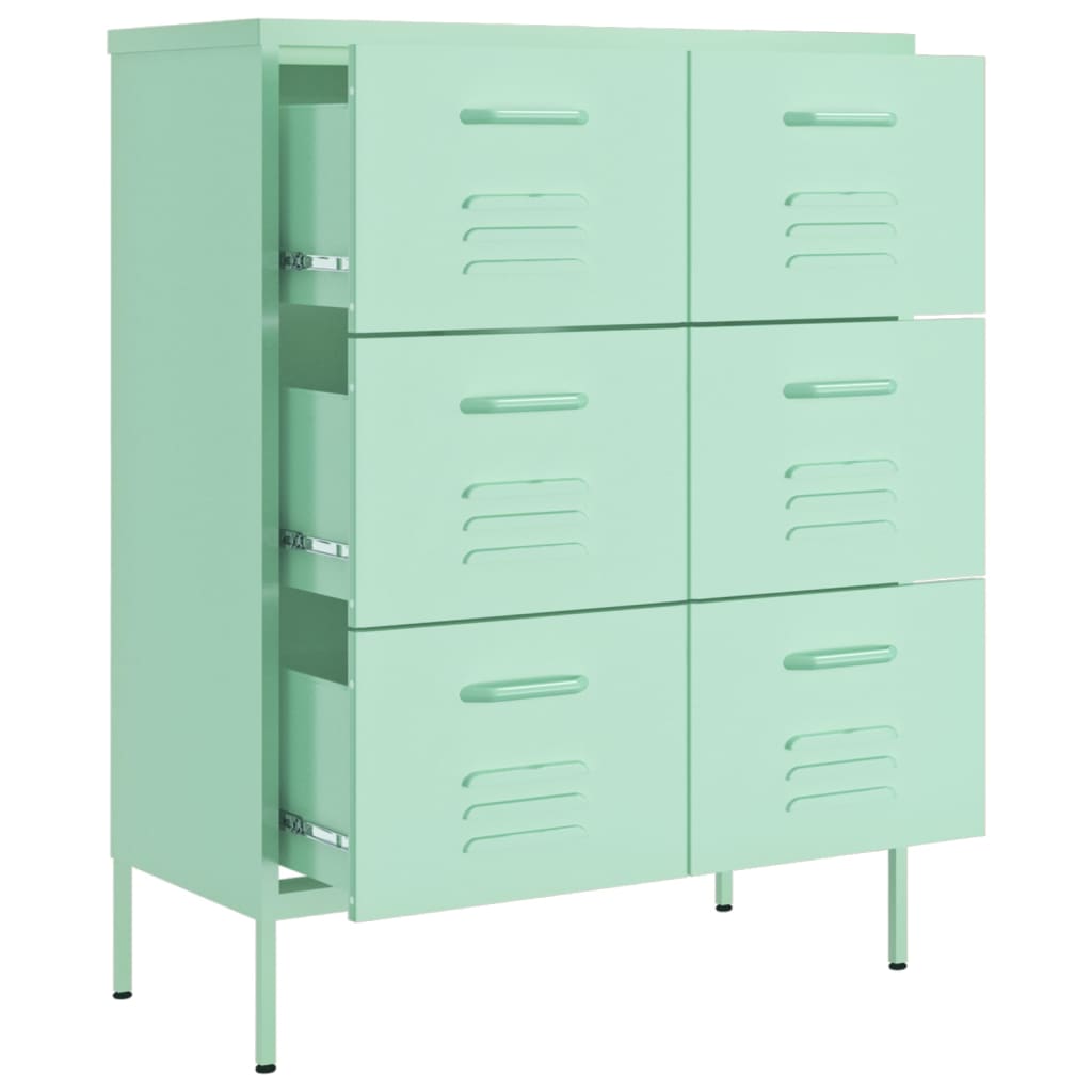 kommode 80x35x101,5 cm stål mintgrøn