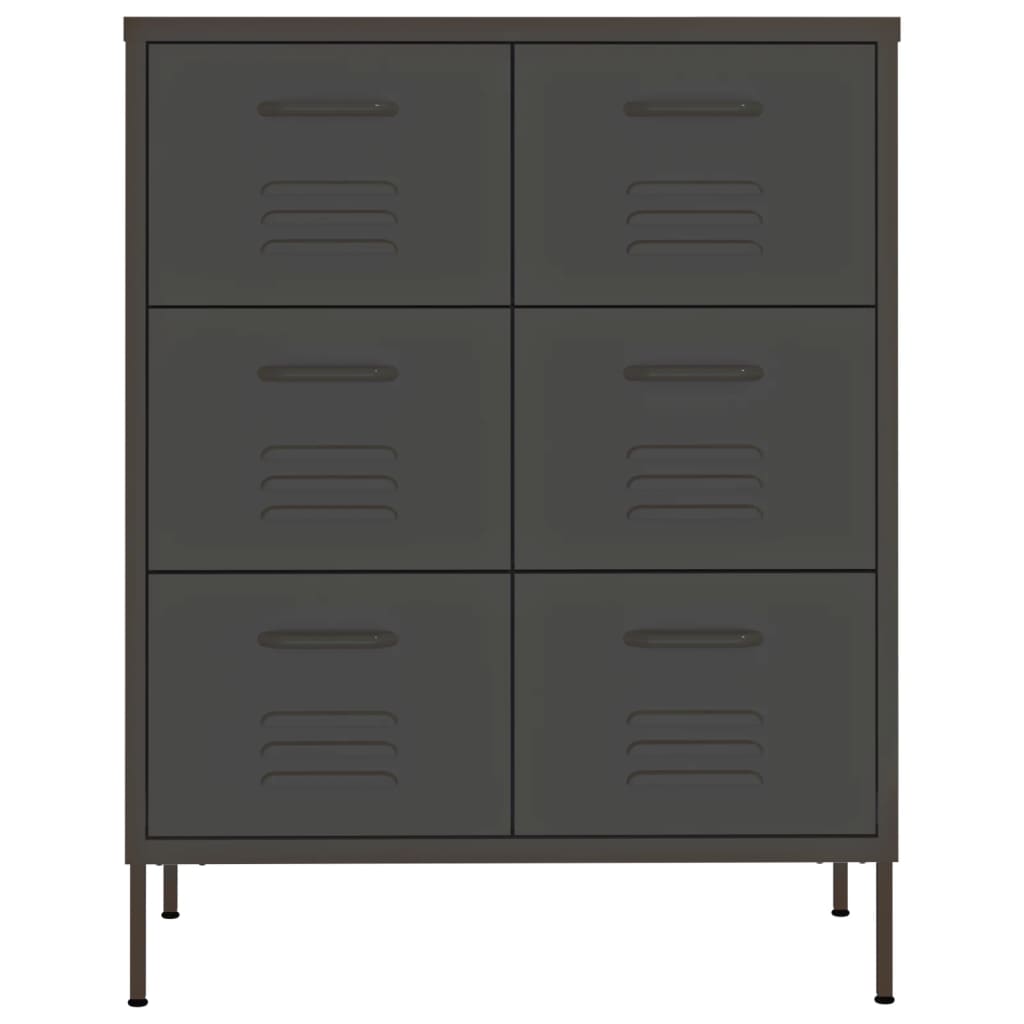 kommode 80x35x101,5 cm stål antracitgrå