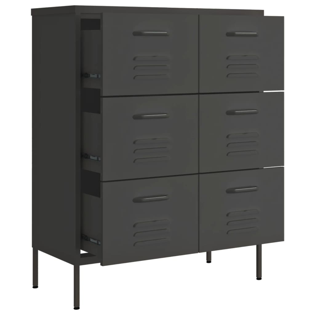 kommode 80x35x101,5 cm stål antracitgrå
