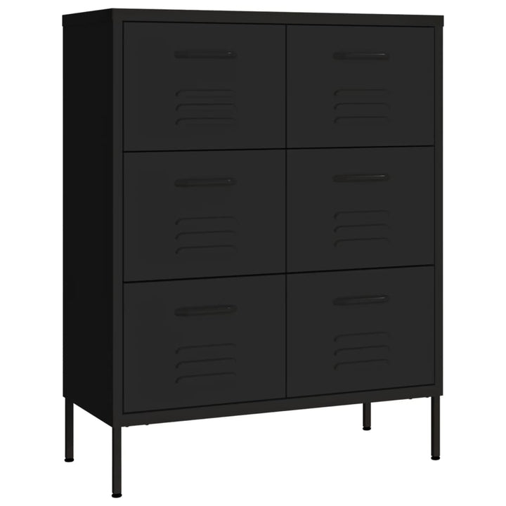 kommode 80x35x101,5 cm stål sort
