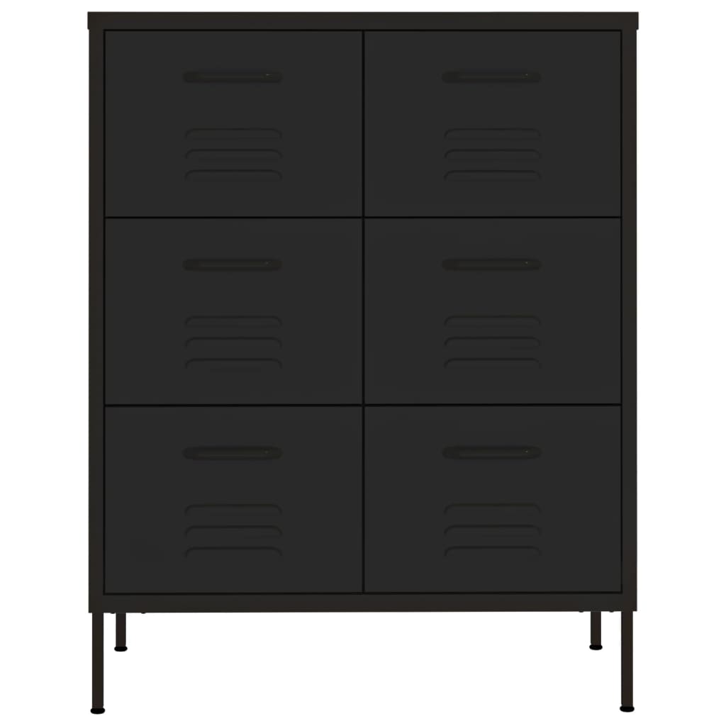 kommode 80x35x101,5 cm stål sort