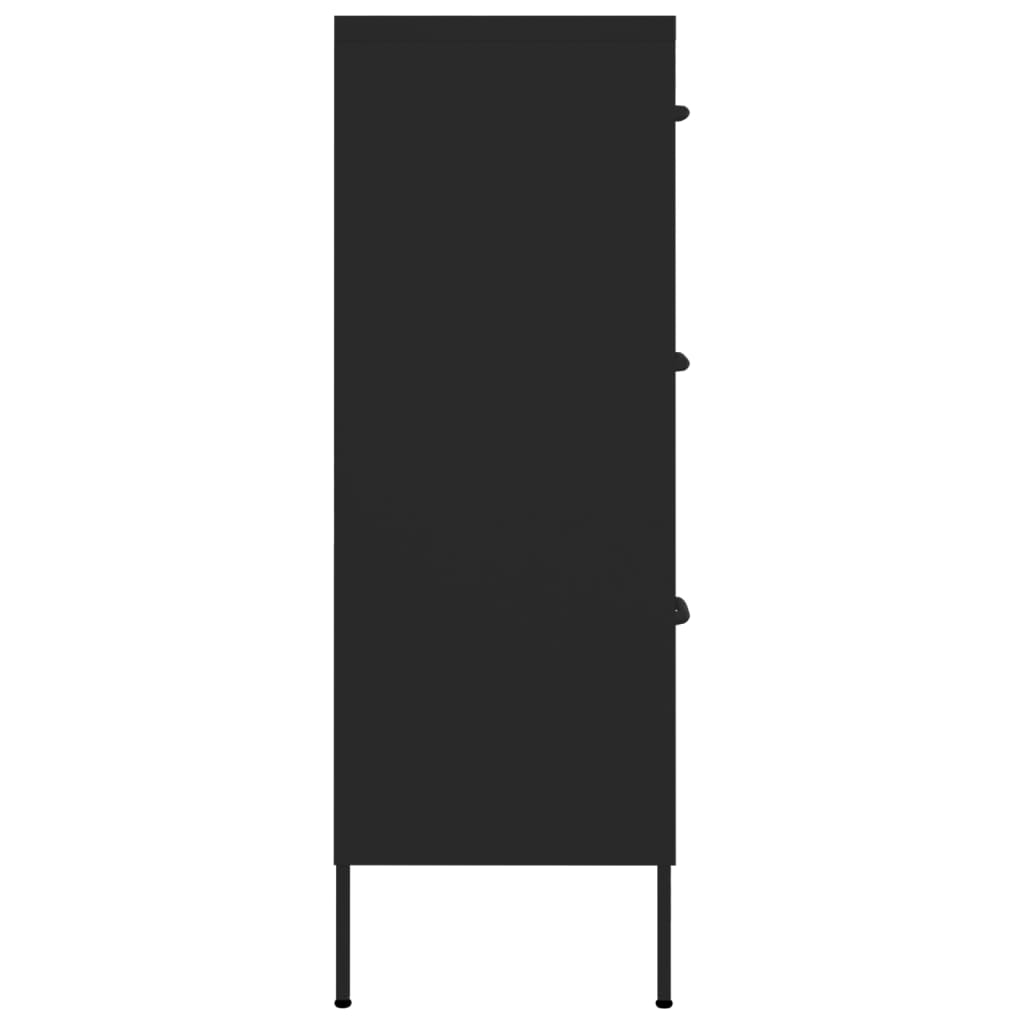 kommode 80x35x101,5 cm stål sort