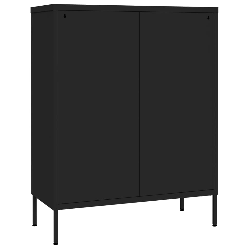 kommode 80x35x101,5 cm stål sort