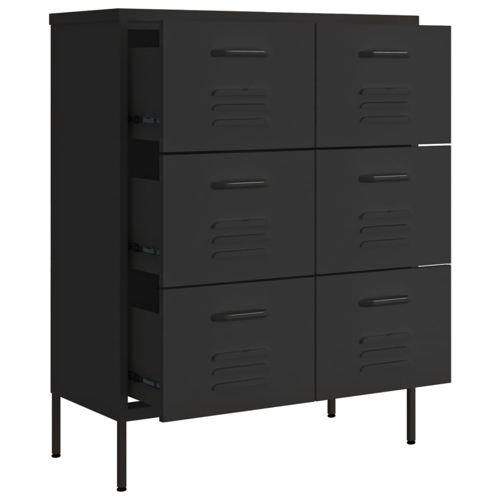 kommode 80x35x101,5 cm stål sort