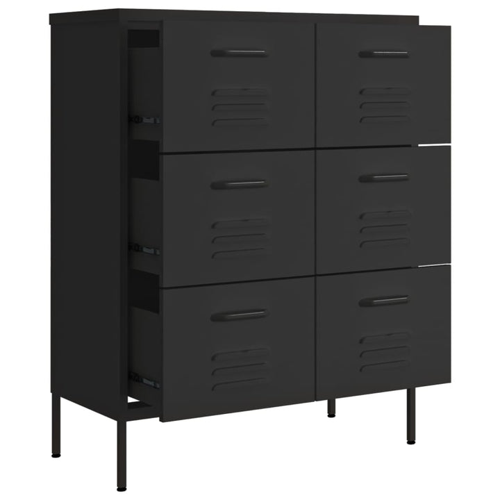 kommode 80x35x101,5 cm stål sort