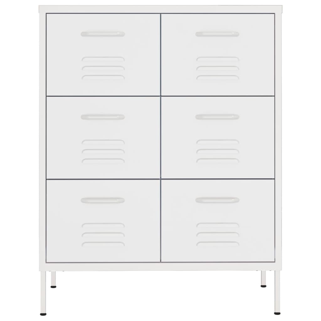 kommode 80x35x101,5 cm stål hvid