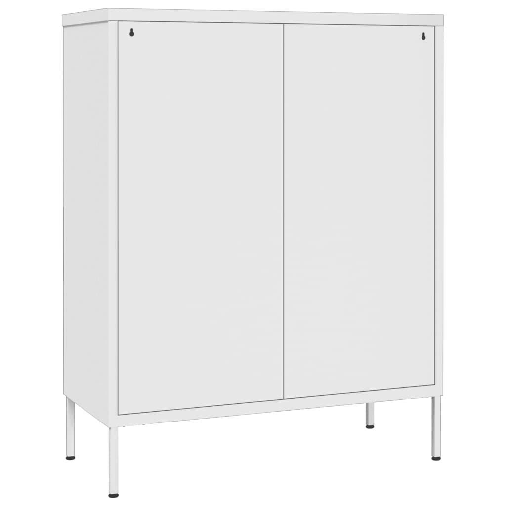 kommode 80x35x101,5 cm stål hvid