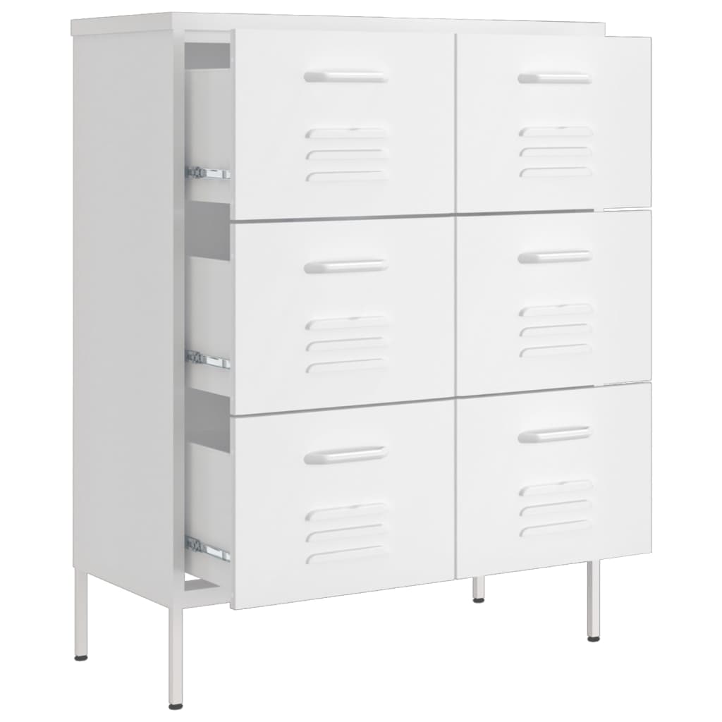 kommode 80x35x101,5 cm stål hvid