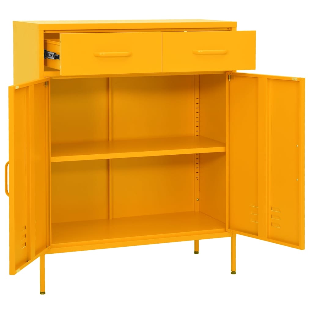 opbevaringsskab 80x35x101,5 cm stål sennepsgul